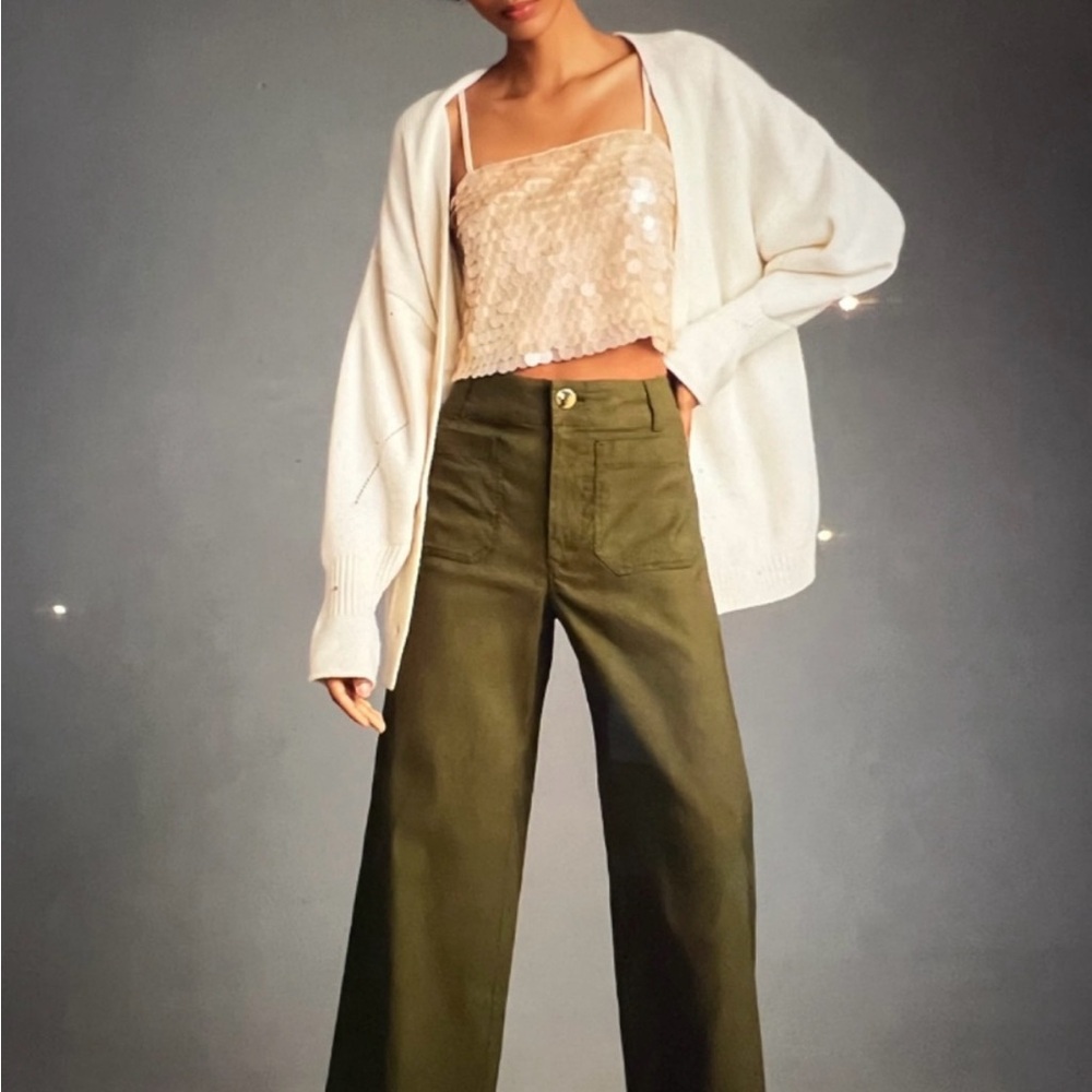 Maeve Green Ankle Cropped Pants